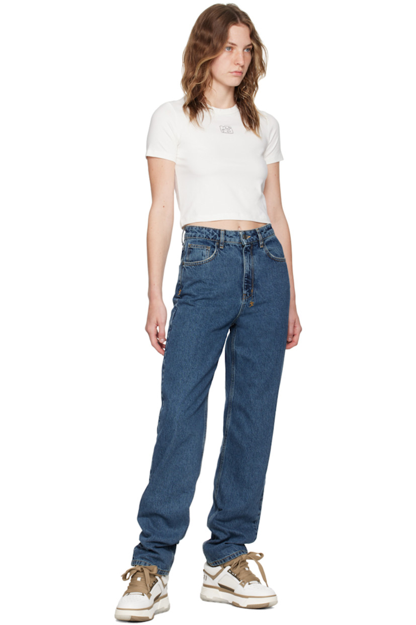 Tapered relaxed-fit non-stretch denim jeans. Fading throughout.

· High-rise
· Belt loops
· Five-pocket styling
· Zip-fly
· Logo graphic embroidered at back
· Logo-engraved antiqued silver-tone hardware
· Contrast stitching in tan

Supplier color: Subway
