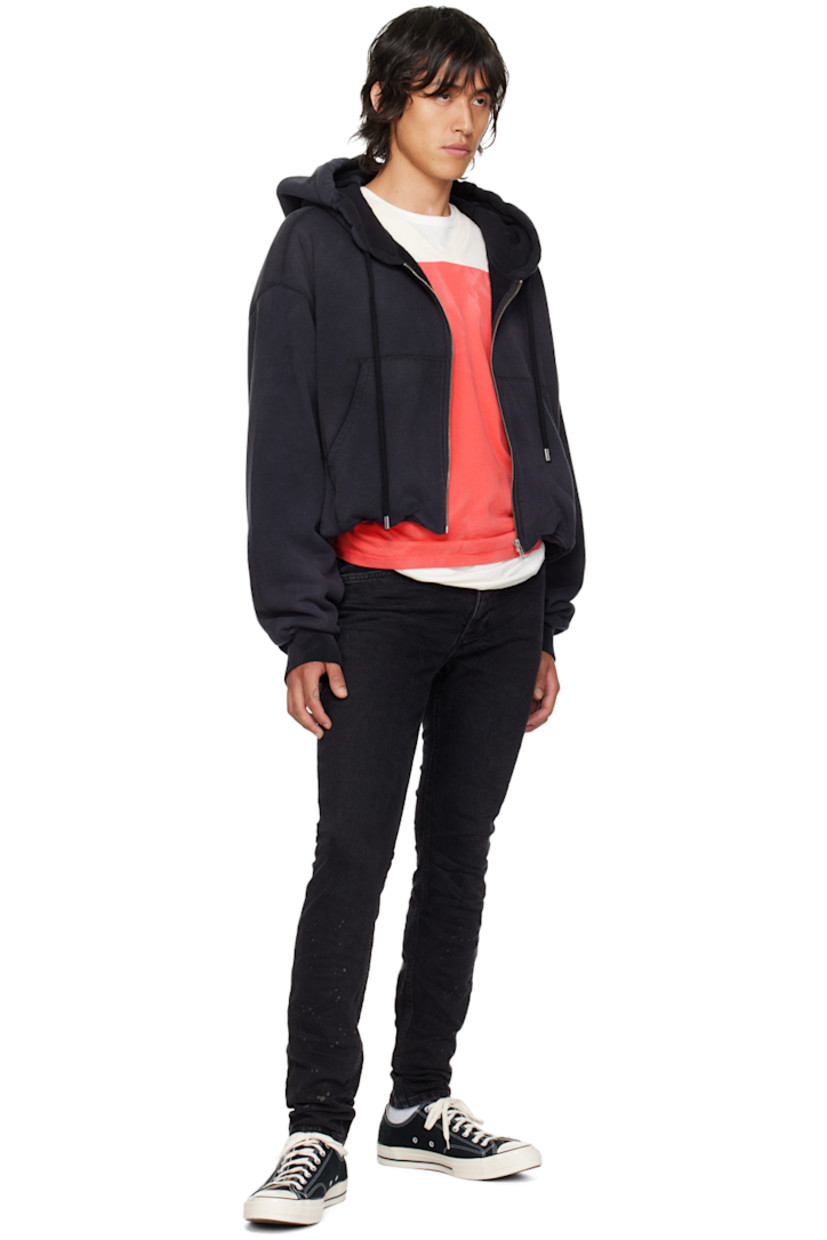 Skinny-fit stretch denim jeans. Fading, whiskering, and bleach splatter effect throughout.

· Mid-rise
· Belt loops
· Five-pocket styling
· Button-fly
· Logo embroidered at knee
· Logo graphic embroidered at back waistband and leg
· Logo-engraved gunmetal-tone hardware

Supplier color: Artist black