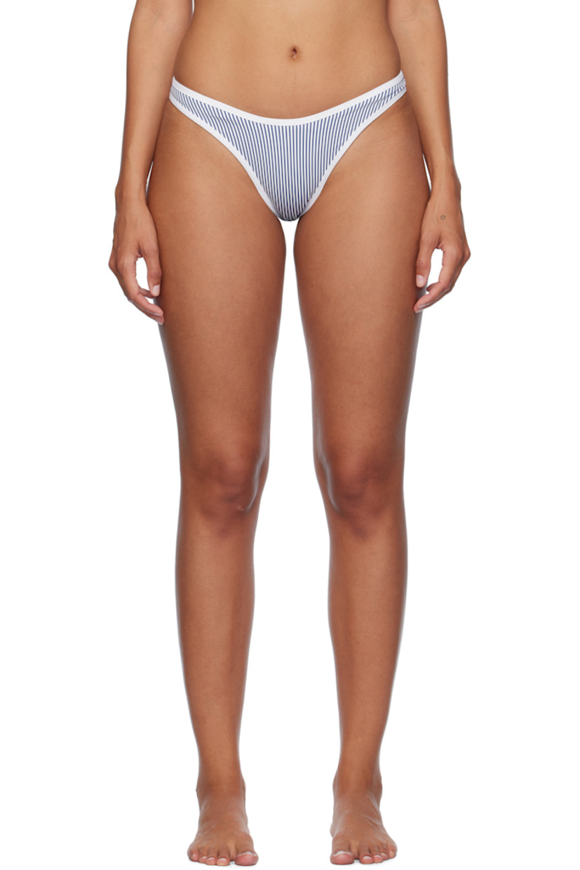 Stretch nylon jersey bikini bottom. 

· Stripes printed throughout
· Fully lined

Supplier color: Ocean stripe