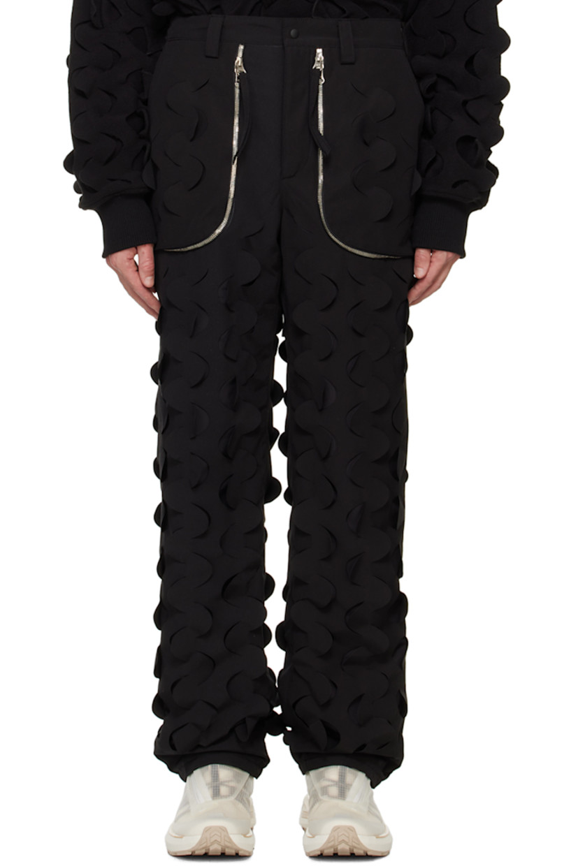 Padded plain-woven polyester- and cotton-blend trousers. Laser-cut detailing throughout.

· Belt loops
· Four-pocket styling
· Zip-fly
· Two-way zip vents at front
· Full plain-woven lining

Supplier color: Black