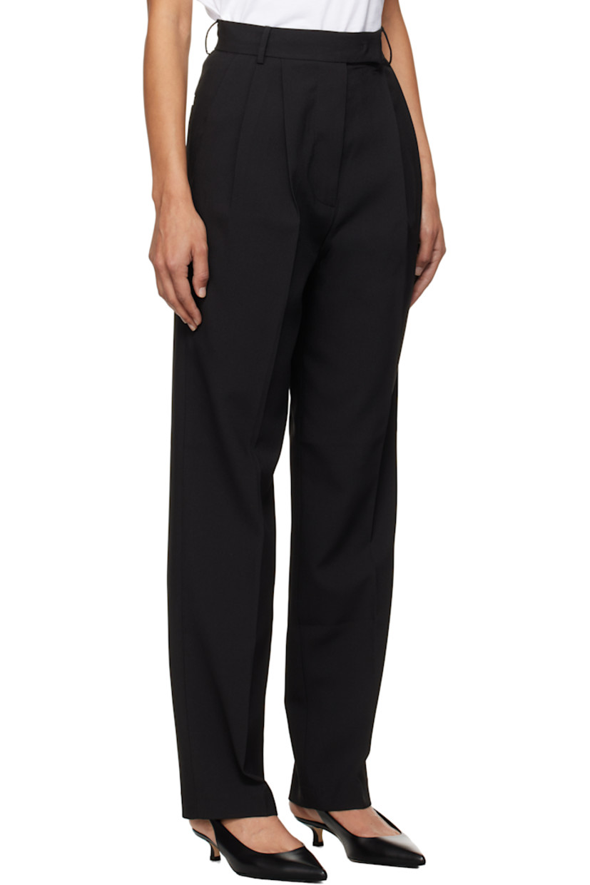 Relaxed-fit and straight-leg stretch polyester barathea trousers.

· Belt loops
· Four-pocket styling
· Zip-fly
· Pleats at front 
· Creased legs
· Unfinished hem

Supplier color: Black