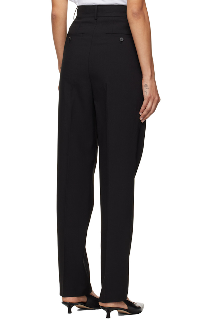 Relaxed-fit and straight-leg stretch polyester barathea trousers.

· Belt loops
· Four-pocket styling
· Zip-fly
· Pleats at front 
· Creased legs
· Unfinished hem

Supplier color: Black
