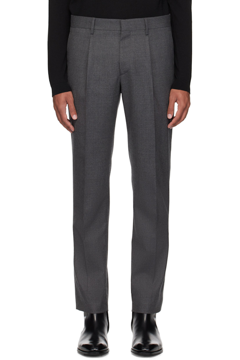 Stretch wool twill trousers 

· Belt loops
· Four-pocket styling
· Zip-fly
· Creased legs

Supplier color: Gray