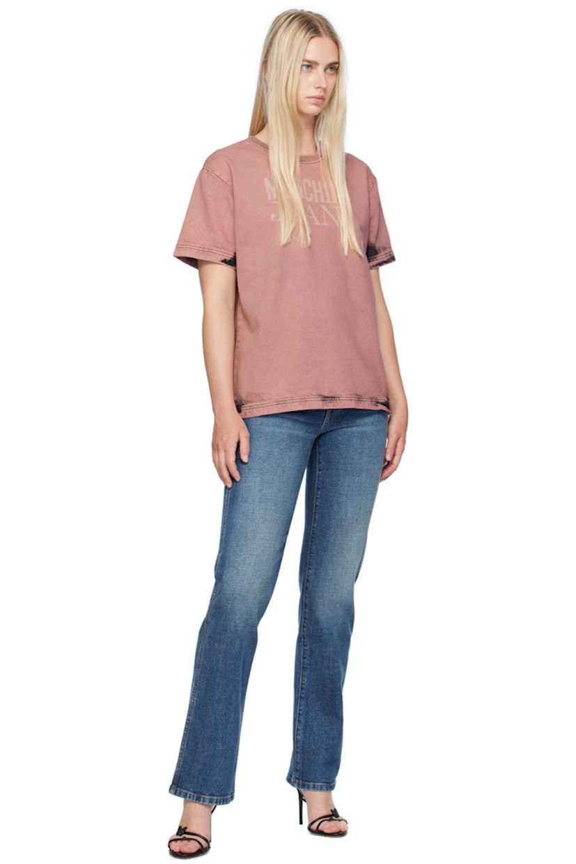 Cotton dill T-shirt. Bleached effect throughout. 

· Rib knit crewneck
· Logo printed at front
· Logo patch at back collar
· Contrast stitching in black 

Supplier color: Fantasia Rosa