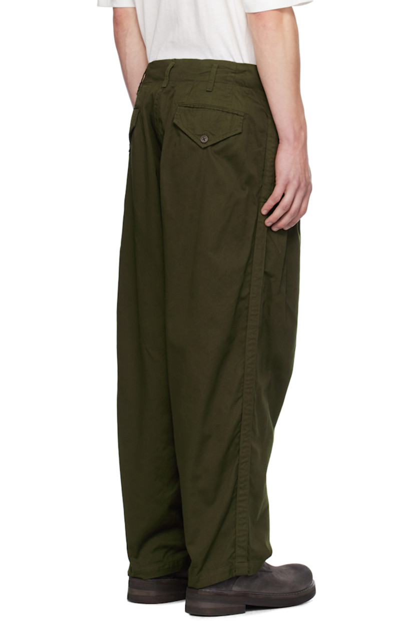Garment-dyed cotton twill trousers. 

· Belt loops
· Four-pocket styling
· Pleats at front 
· Cotton drill panel at outseams

Supplier color: Khaki