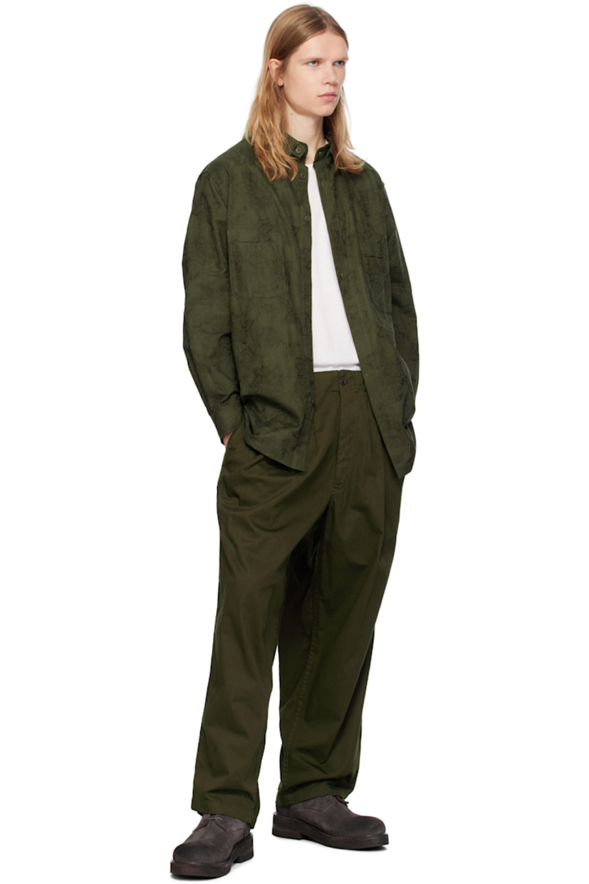 Garment-dyed cotton twill trousers. 

· Belt loops
· Four-pocket styling
· Pleats at front 
· Cotton drill panel at outseams

Supplier color: Khaki