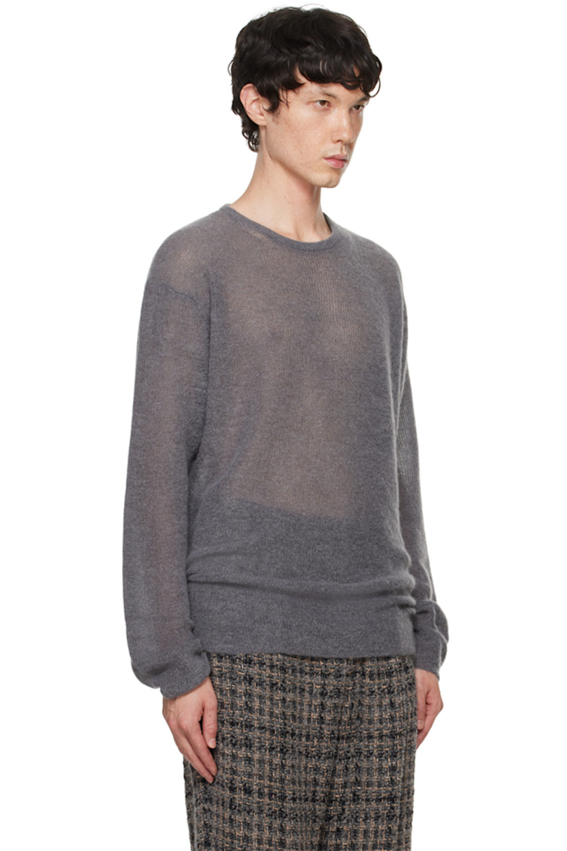 Brushed knit mohair-blend sweater.

· Rib knit crewneck
· Dropped shoulders

Supplier color: Charcoal