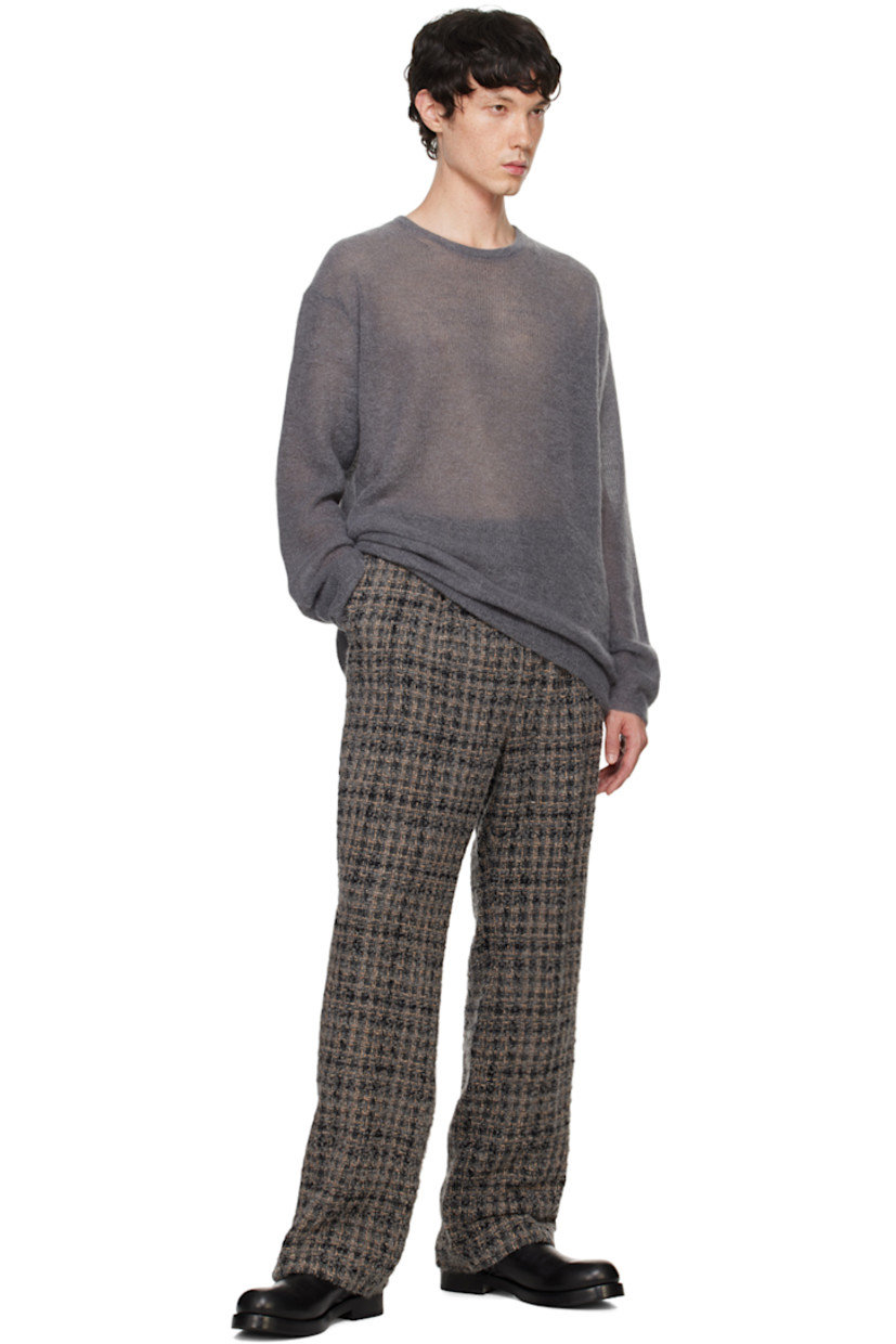 Brushed knit mohair-blend sweater.

· Rib knit crewneck
· Dropped shoulders

Supplier color: Charcoal