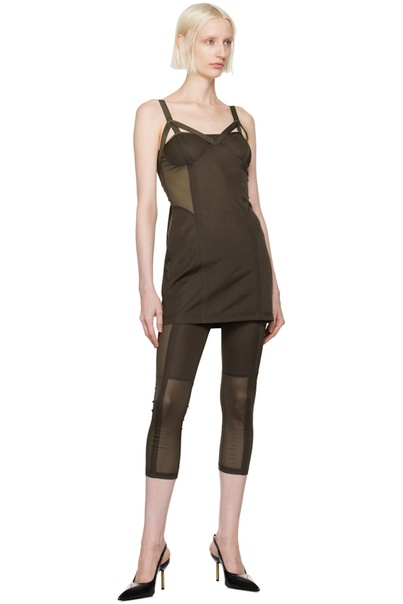 Polyester jersey dress. Webbing trim throughout.

· Paneled construction
· Sweetheart neck
· Adjustable cinch shoulder straps
· Hook-eye and zip closure at back
· Unlined

Supplier color: Brown