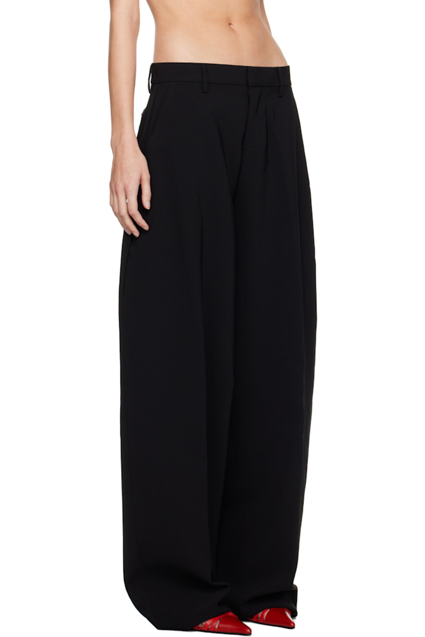 Polyester crepe trousers. 

· Belt loops
· Four-pocket styling
· Button-fly
· Creased legs 
· Curved outseams
· Locker loop at back waistband 
· Logo hardware at back pocket

Supplier color: Black