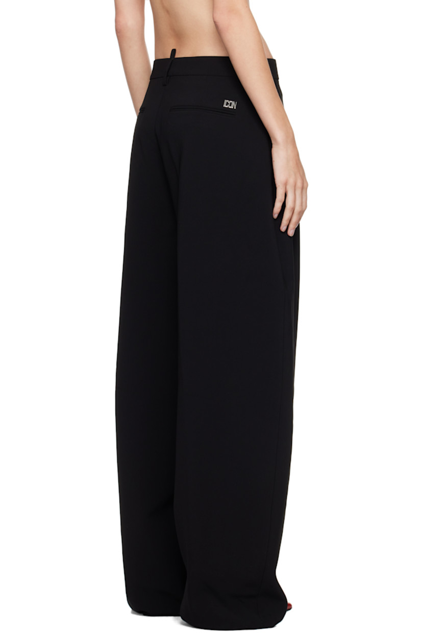 Polyester crepe trousers. 

· Belt loops
· Four-pocket styling
· Button-fly
· Creased legs 
· Curved outseams
· Locker loop at back waistband 
· Logo hardware at back pocket

Supplier color: Black