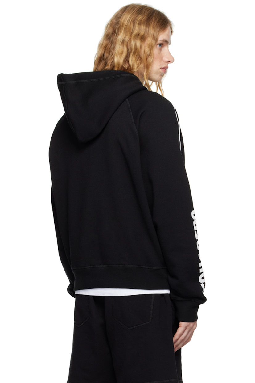 Cotton jersey hoodie.

· Drawstring at hood
· Rib-knit hem and cuffs
· Raglan sleeves
· Logo printed at sleeve
· Full fleece lining

Supplier color: Black