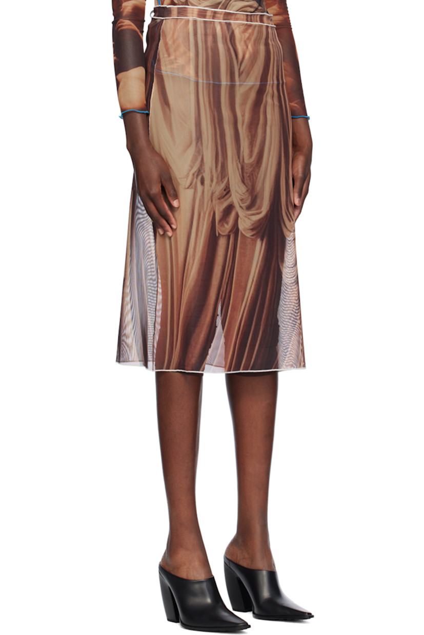 Sheer polyester mesh skirt. Trompe-l'œil graphic printed throughout.

· Logo at waistband
· Zip closure at back
· Unlined

Supplier color: Curtain