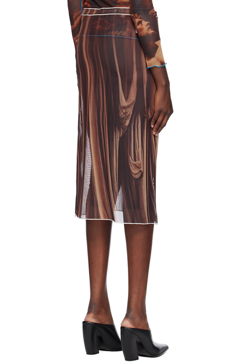 Sheer polyester mesh skirt. Trompe-l'œil graphic printed throughout.

· Logo at waistband
· Zip closure at back
· Unlined

Supplier color: Curtain