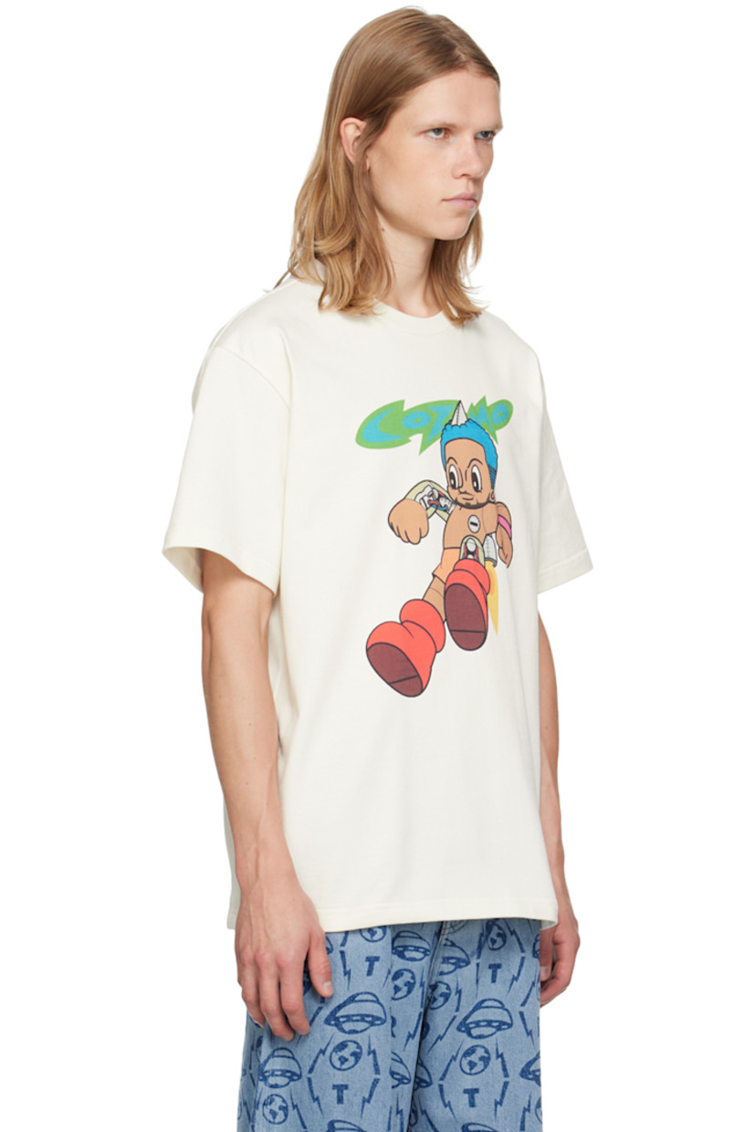 Cotton jersey T-shirt.

· Rib knit crewneck
· Logo graphic printed at front
· Logo flag at side seam

Supplier color: Star white