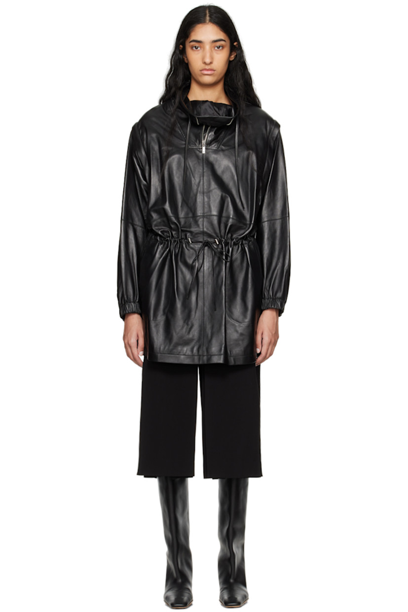 Buffed lambskin dress.

· Zip expansion panel at funnel neck
· Drawstring at collar
· Flap pocket at front
· Cord-lock drawstring at waist
· Seam pockets
· Detachable sleeves for alternate styling
· Pleats at sleeves
· Elasticized cuffs

Supplier color: Black
