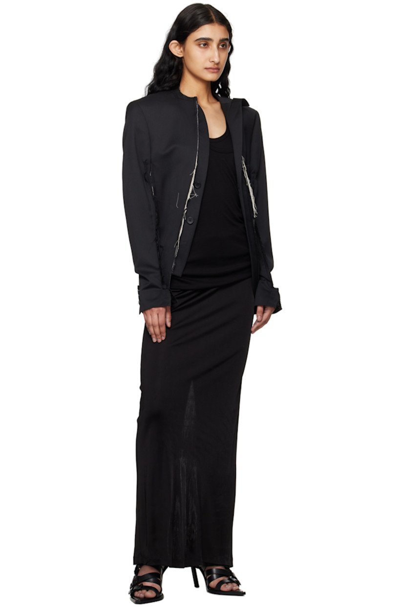 Ribbed lyocell jersey tank top. Converts to midi dress.

· Layered construction
· Scoop neck 
· Cutout at twisted side seam
· Button fastening at shoulders for alternate styling

Supplier color: Black