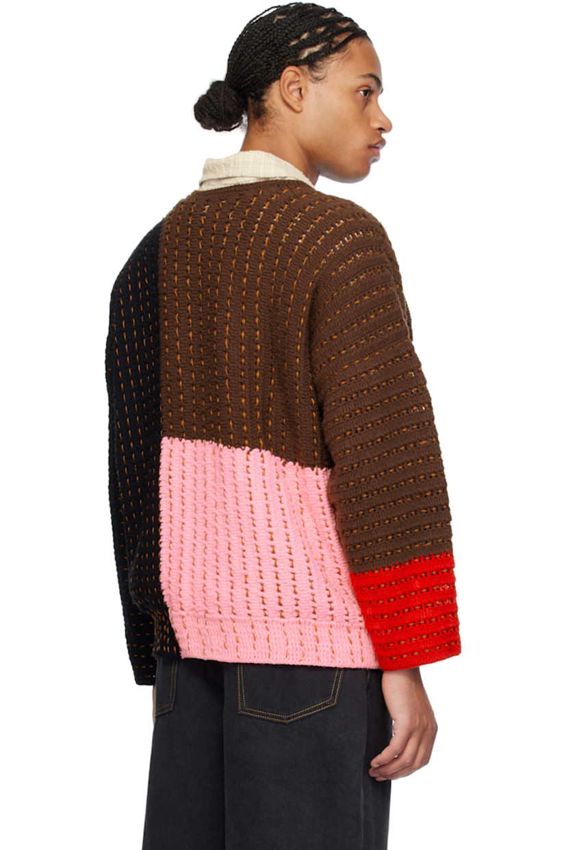 Crocheted acrylic sweater. Boro-style stitching throughout.

· Patchworked construction
· Crewneck

Each item is unique. Please note that finishing may vary.

Supplier color: Brown