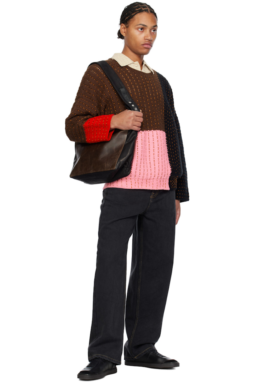 Crocheted acrylic sweater. Boro-style stitching throughout.

· Patchworked construction
· Crewneck

Each item is unique. Please note that finishing may vary.

Supplier color: Brown