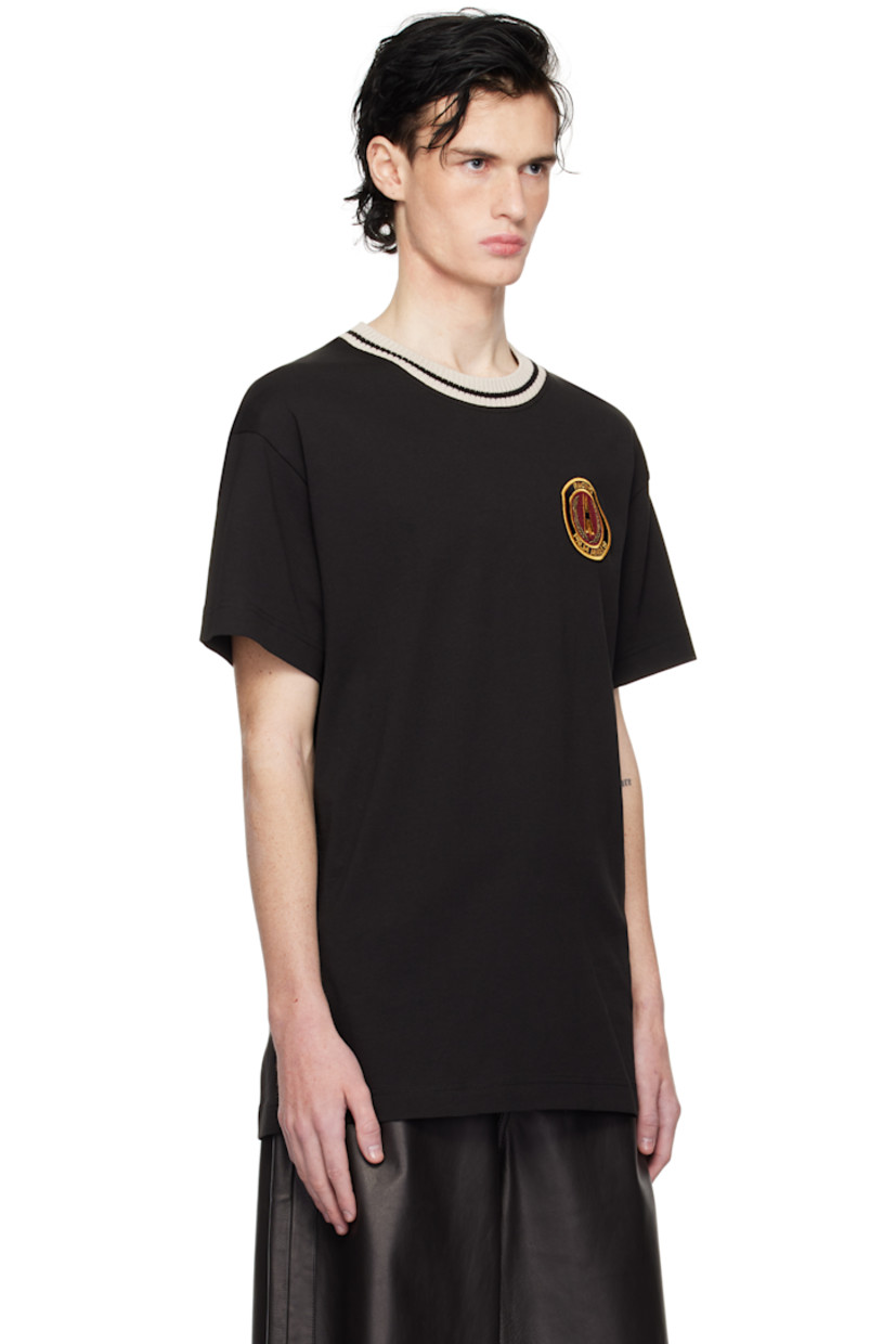 Cotton jersey T-shirt.

· Striped rib-knit crewneck
· Logo appliqué at chest and back

Part of the Moncler Genius x Palm Angels collaboration.

Supplier color: Black