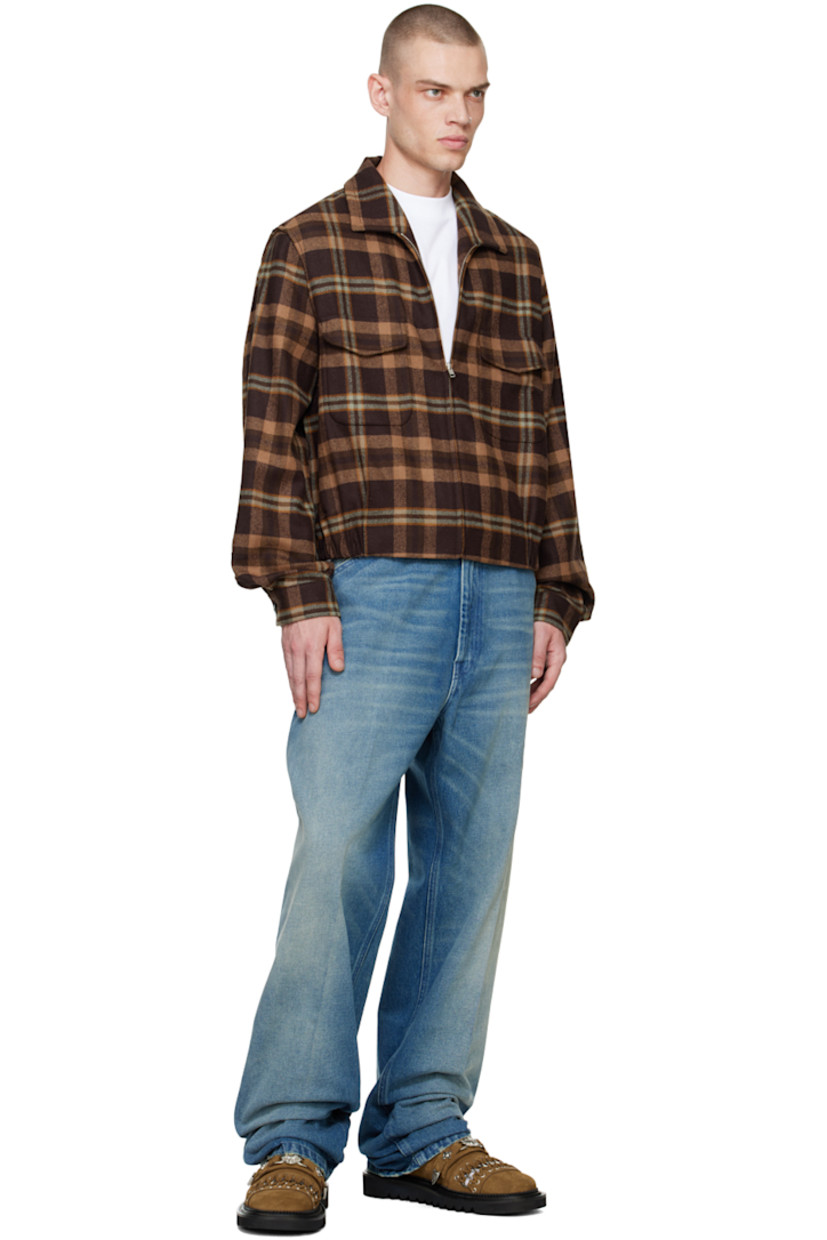 Non-stretch denim jeans. Fading and whiskering throughout.

· Belt loops
· Logo flag and press-stud fastening at waistband
· Five-pocket styling
· Zip-fly
· Logo patch at back waistband 
· Logo-engraved brass-tone hardware
· Contrast stitching in tan 

Supplier color: Blue