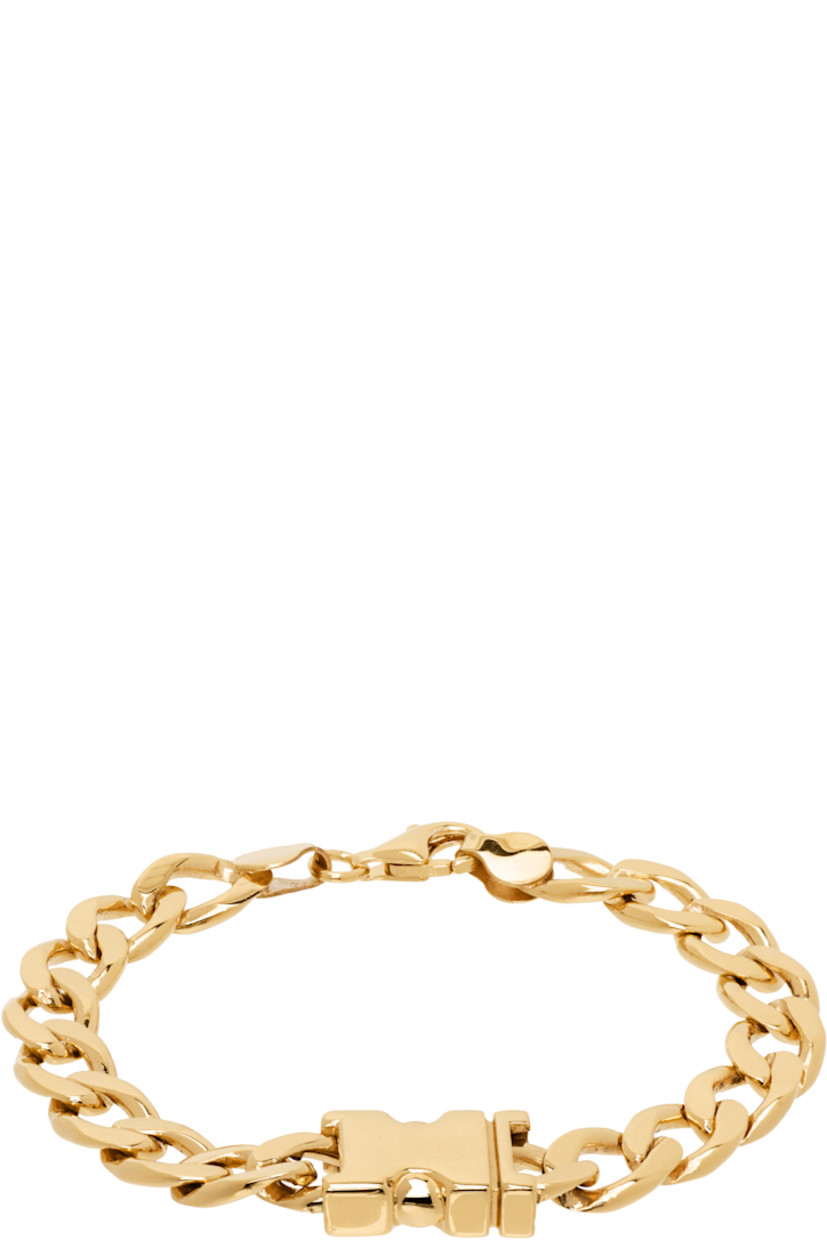 Curb chain bracelet in gold-tone sterling silver.

· Press-release hardware at face
· Lobster-clasp fastening 

Supplier color: Gold vermeil