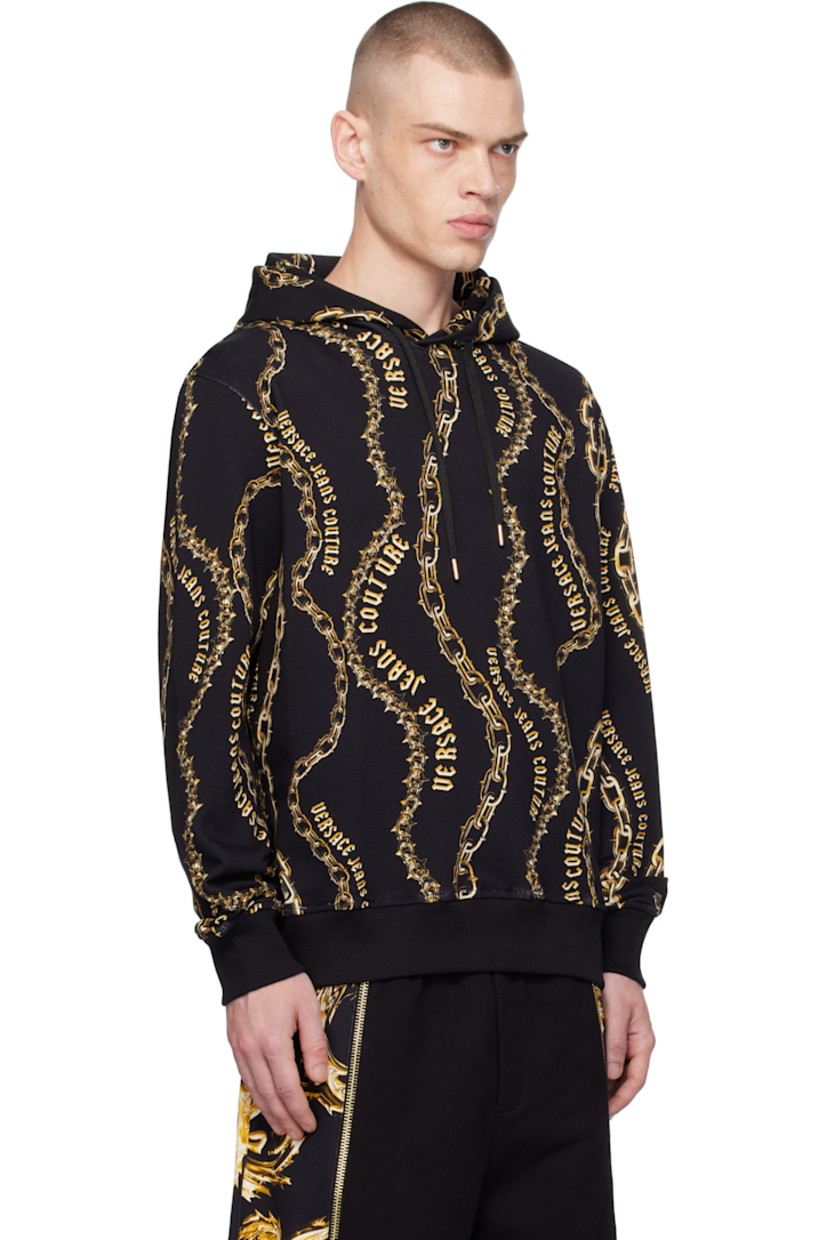 Loose-fit French terry hoodie. Logo graphic pattern throughout. 

· Drawstring at hood
· Rib-knit hem and cuffs

Supplier color: Black