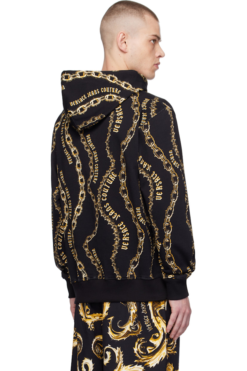 Loose-fit French terry hoodie. Logo graphic pattern throughout. 

· Drawstring at hood
· Rib-knit hem and cuffs

Supplier color: Black