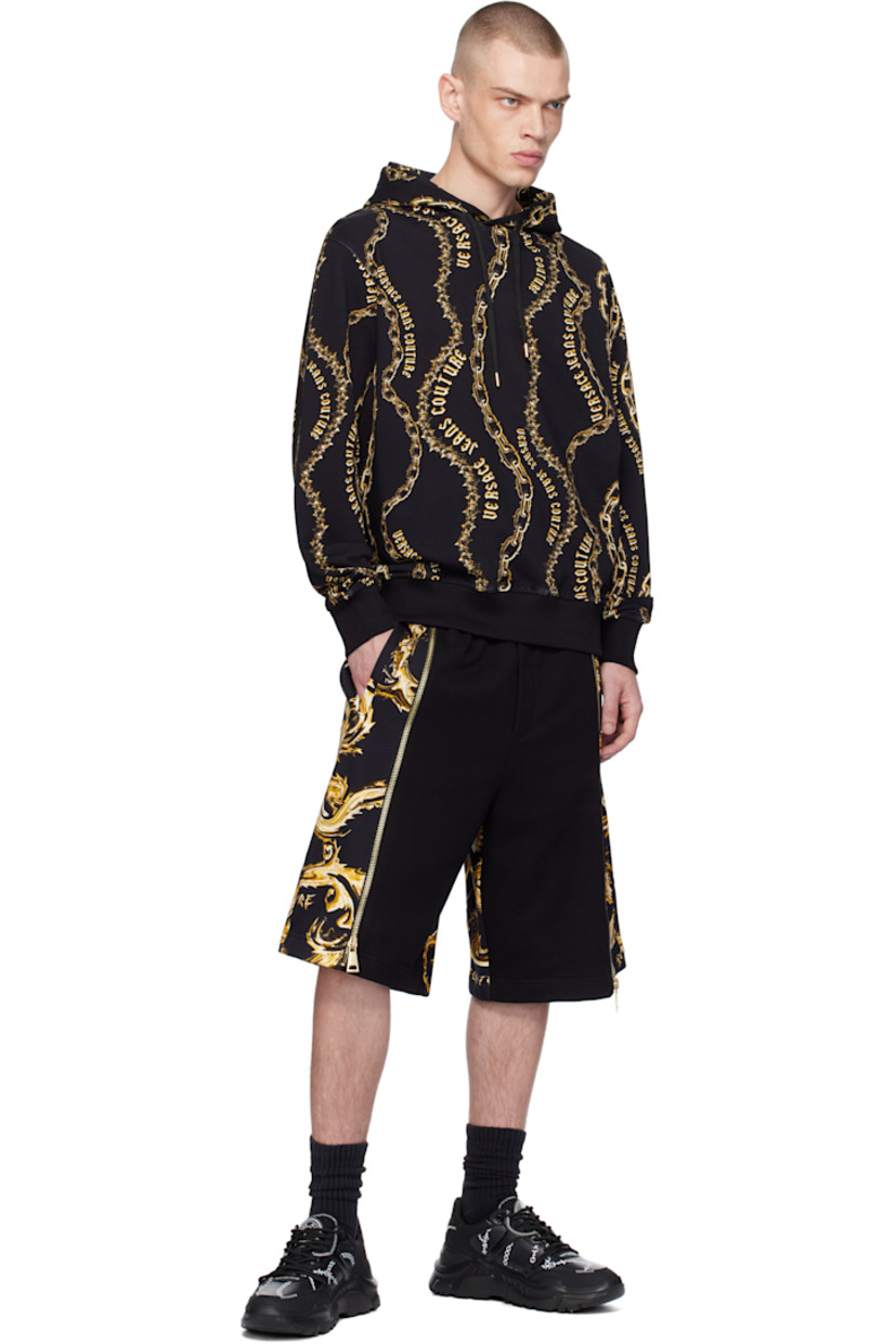 Loose-fit French terry hoodie. Logo graphic pattern throughout. 

· Drawstring at hood
· Rib-knit hem and cuffs

Supplier color: Black