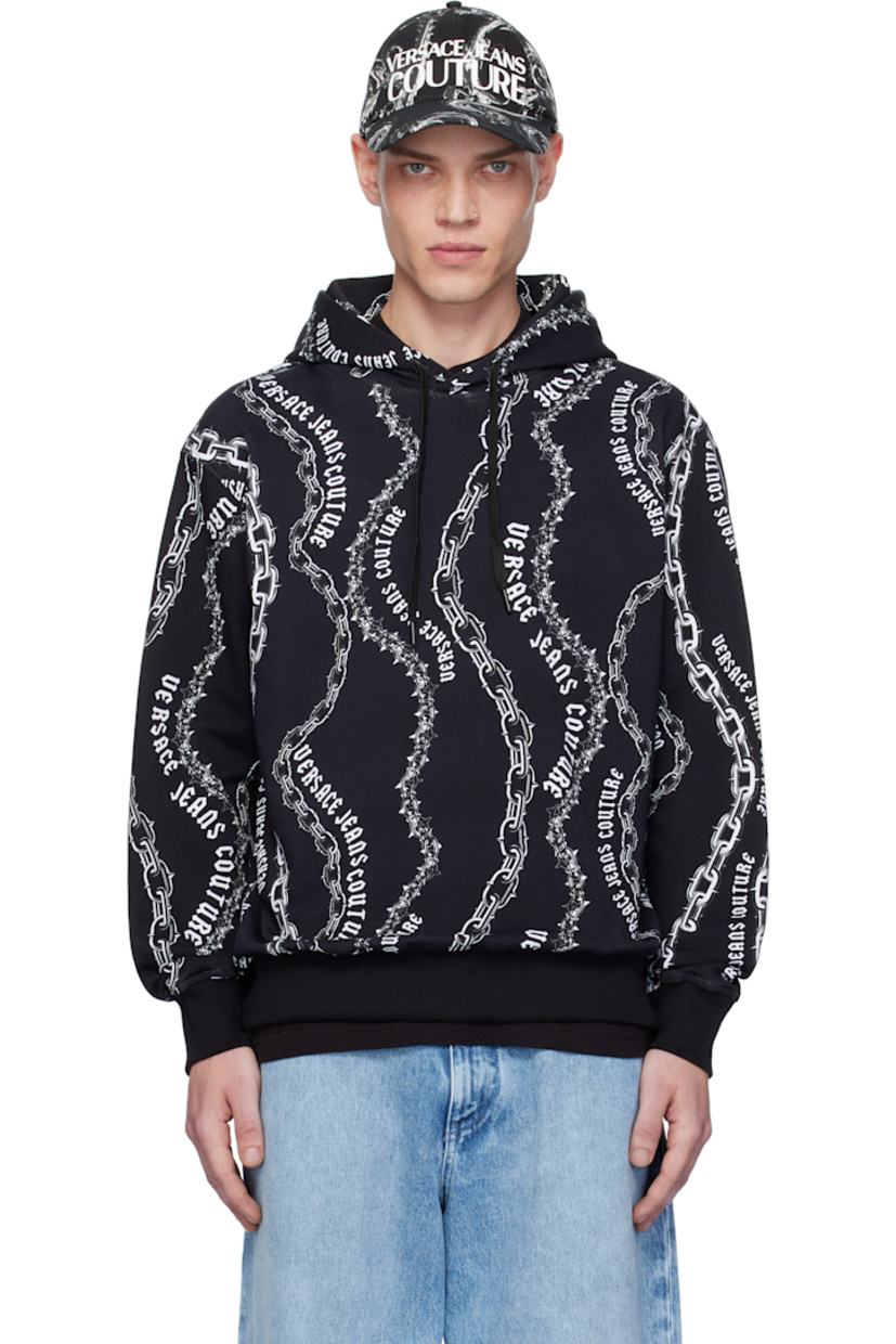 Loose-fit French terry hoodie. Logo graphic pattern throughout. 

· Drawstring at hood
· Rib-knit hem and cuffs

Supplier color: Black