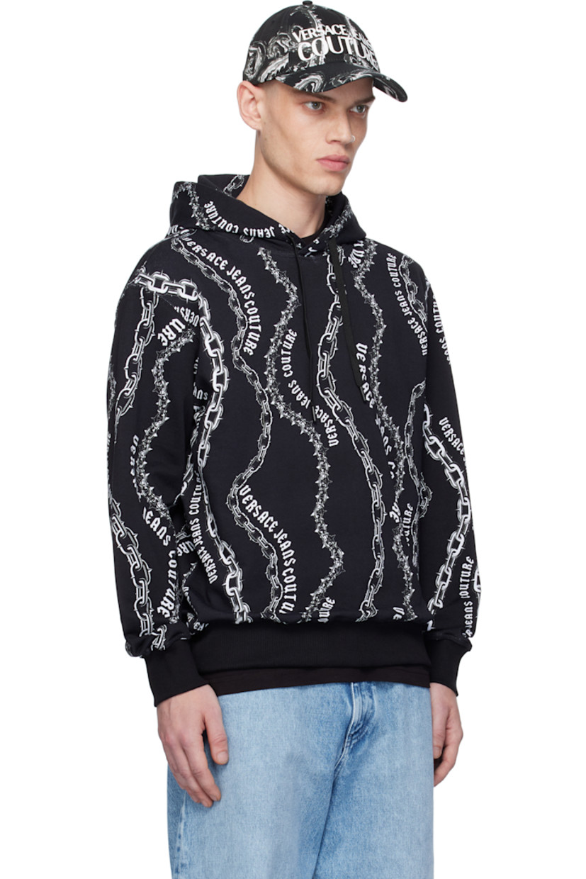 Loose-fit French terry hoodie. Logo graphic pattern throughout. 

· Drawstring at hood
· Rib-knit hem and cuffs

Supplier color: Black