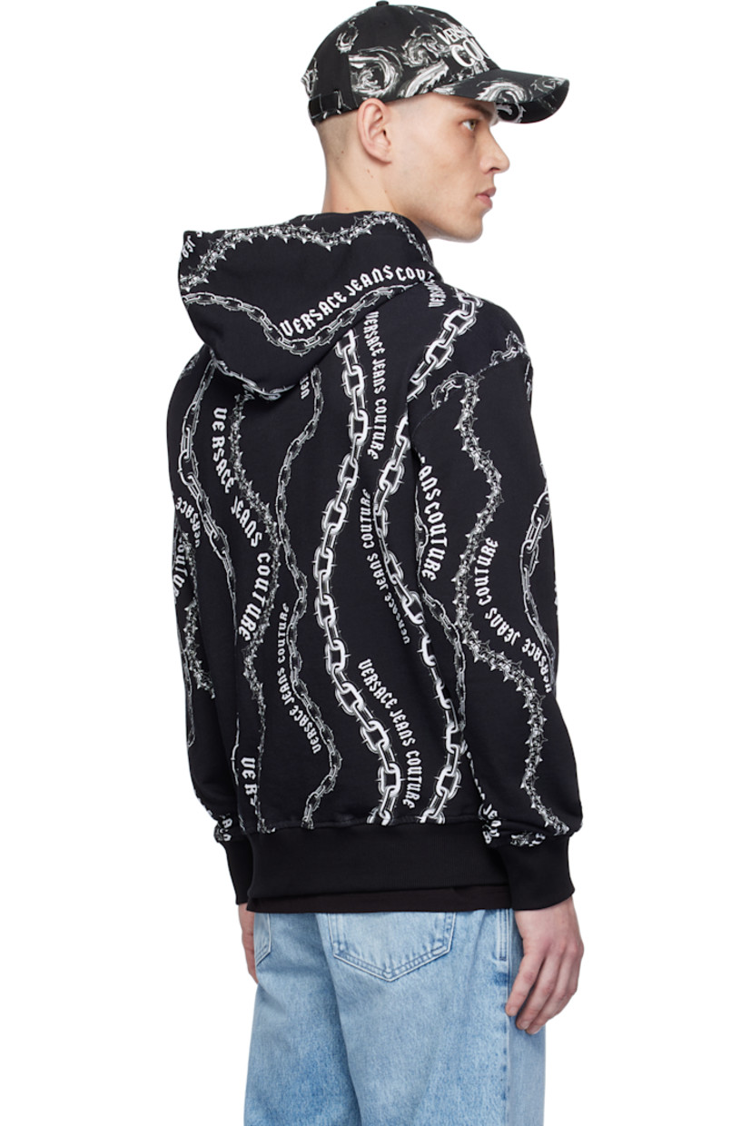 Loose-fit French terry hoodie. Logo graphic pattern throughout. 

· Drawstring at hood
· Rib-knit hem and cuffs

Supplier color: Black