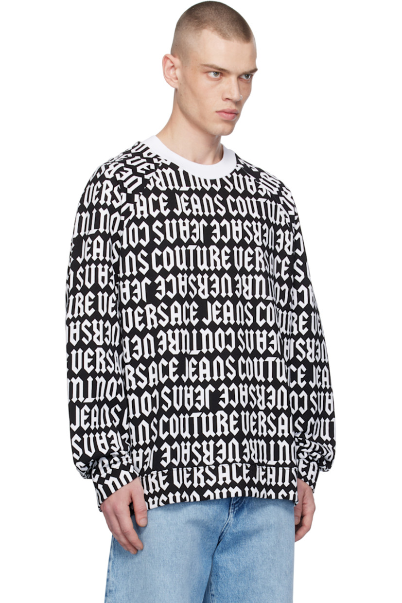 Relaxed-fit French terry sweatshirt. Logo pattern printed throughout.

· Rib-knit crewneck, hem, and cuffs
· Raglan sleeves

Supplier color: Black