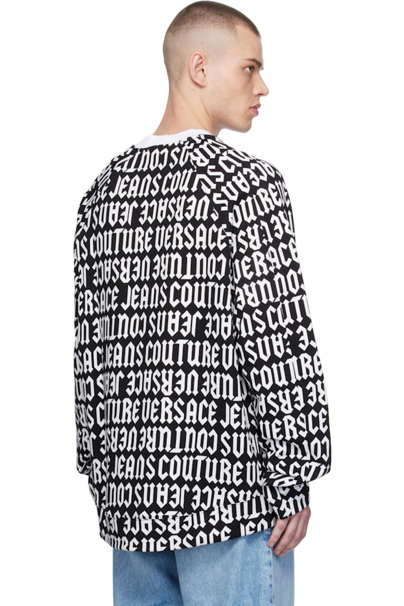 Relaxed-fit French terry sweatshirt. Logo pattern printed throughout.

· Rib-knit crewneck, hem, and cuffs
· Raglan sleeves

Supplier color: Black