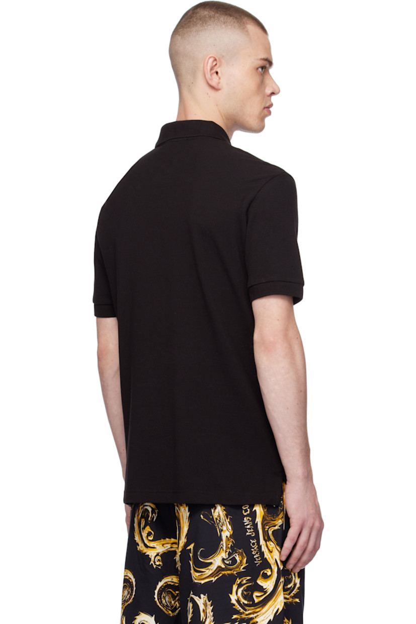 Slim-fit cotton piqué polo.

· Rib-knit spread collar and cuffs 
· Three-button placket
· Gold-tone logo plaque at chest
· Tennis-tail hem

Supplier color: Black