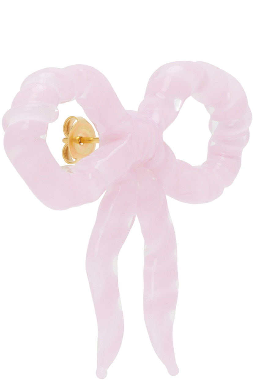 Single handcrafted borosilicate glass drop earring in pink.

· Graphic at face
· Gold-tone brass post-stud fastening
· H1.75" x W2"

Each item is unique. Please note finishings may vary. 

Supplier color: Pink