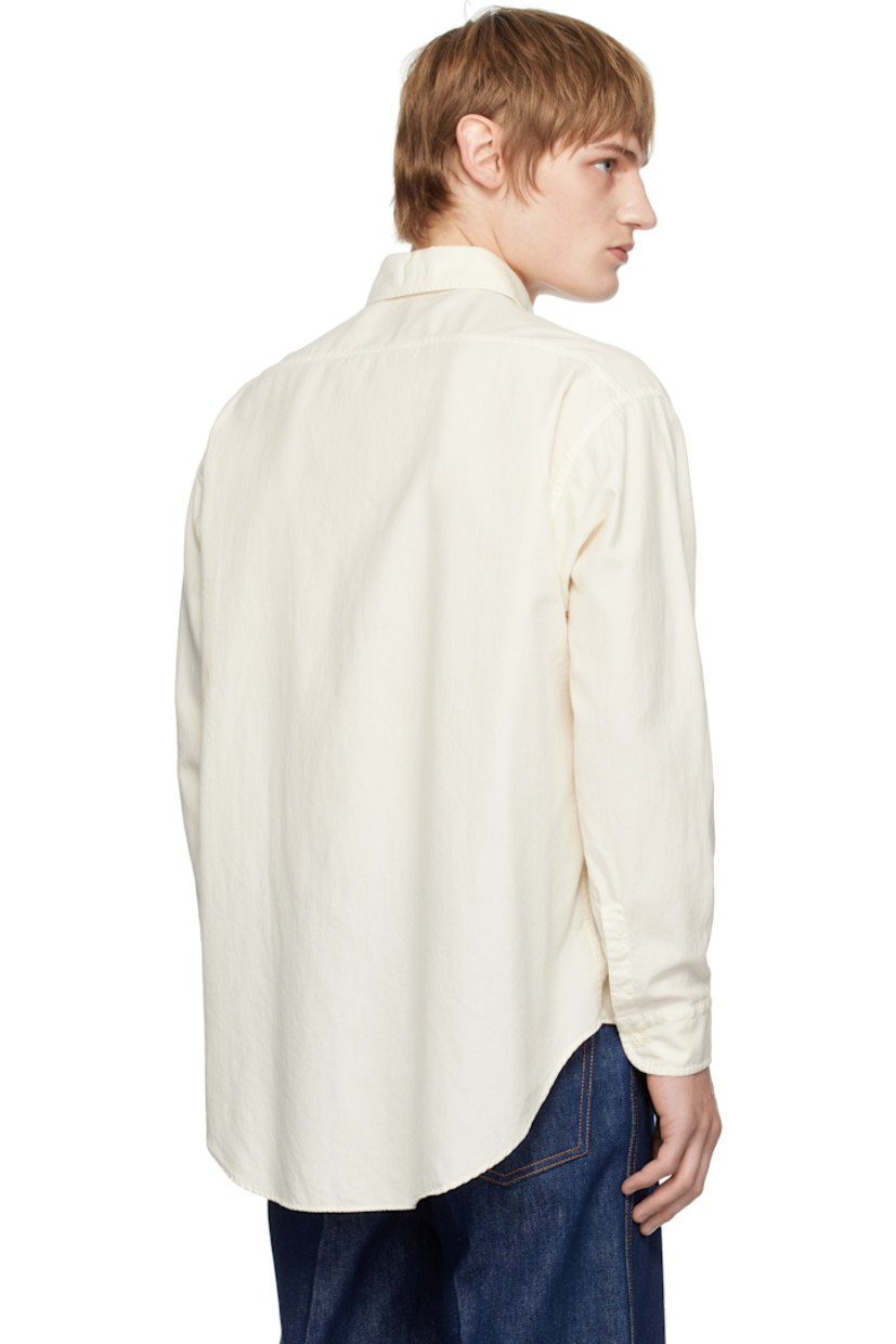 Cotton twill shirt.

· Spread collar
· Button closure
· Flap pockets
· Shirttail hem
· Adjustable single-button barrel cuffs

Supplier color: Off
