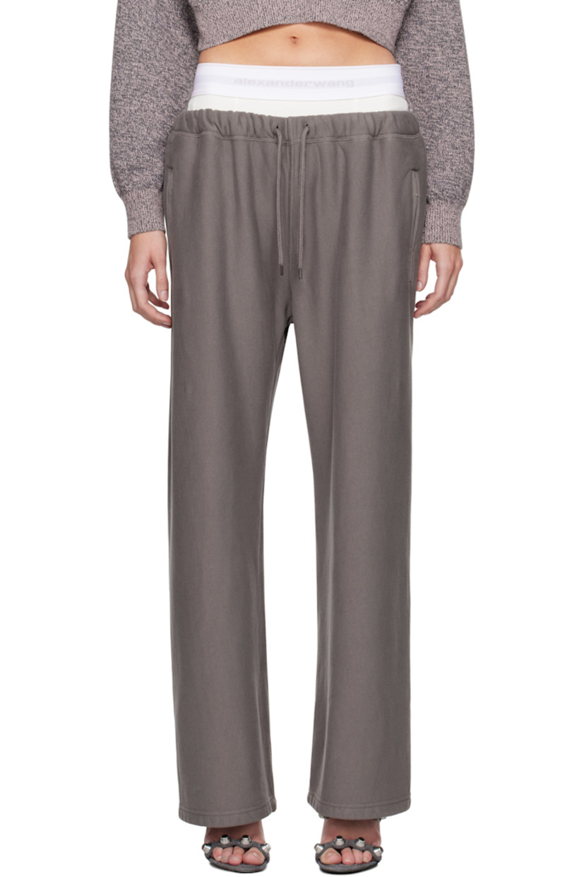 Relaxed-fit and wide-leg French terry sweatpants.

· Overdyed and acid-washed
· Jacquard logo at integrated briefs-style waistband
· Drawstring at elasticized waist
· Two-pocket styling

Supplier color: Washed granite