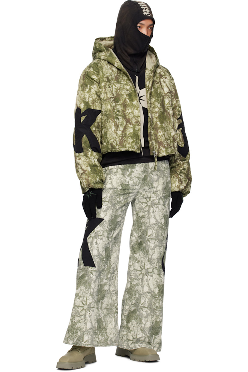 Nylon- and cotton-blend taffeta trousers. Logo camouflage pattern printed throughout.

· Belt loops
· Five-pocket styling
· Zip-fly
· Logo appliqué at outseams
· Unlined

Supplier color: Green