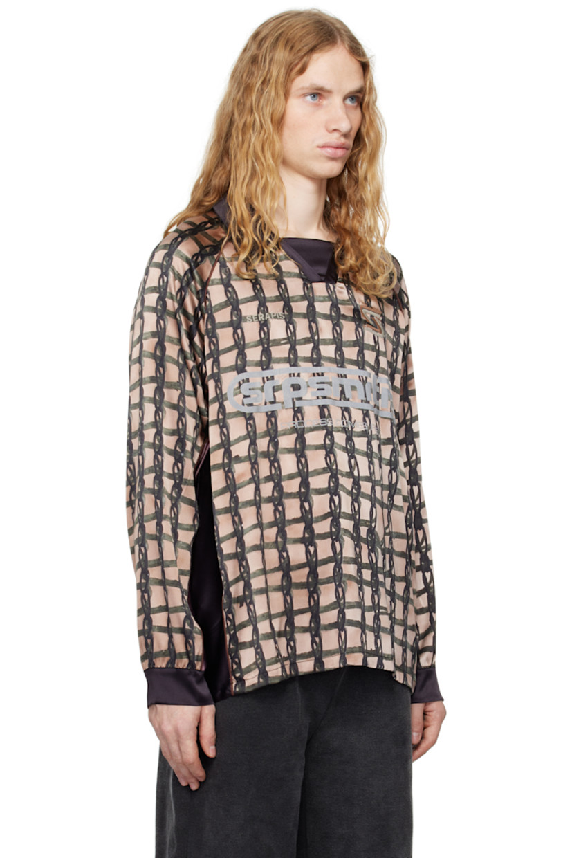 Silk satin polo. Piping and graphic pattern printed throughout.

· Spread collar
· Logo embroidered at chest
· Reflective logo and text printed at front
· Raglan sleeves

Part of the RITES OF CARE collection.

Supplier color: Print