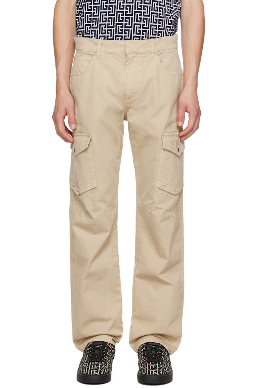 Straight-leg cotton twill cargo pants. 

�· Belt loops
· Five-pocket styling
· Zip-fly
· Flap pocket at legs
· Darts at knees
· Logo patch at back waistband
· Hammer loop at back pocket

Supplier color: Sable