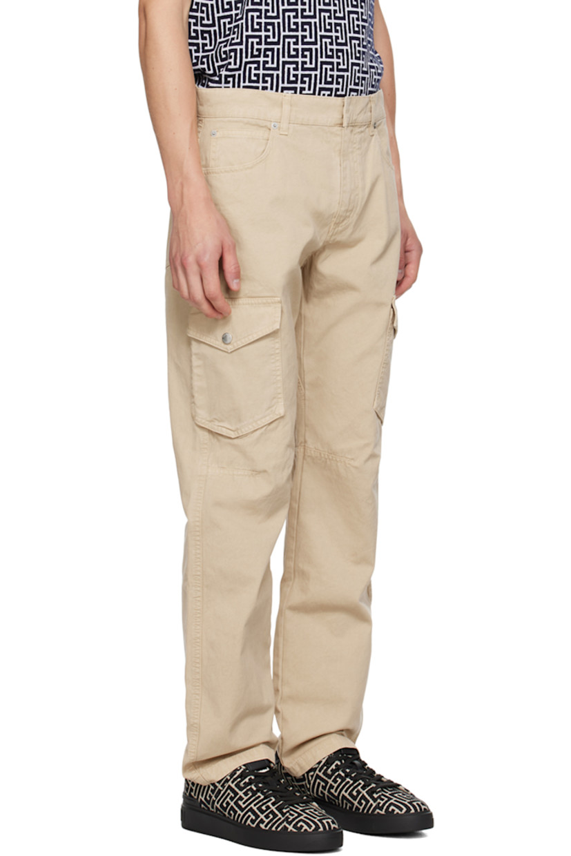Straight-leg cotton twill cargo pants. 

· Belt loops
· Five-pocket styling
· Zip-fly
· Flap pocket at legs
· Darts at knees
· Logo patch at back waistband
· Hammer loop at back pocket

Supplier color: Sable