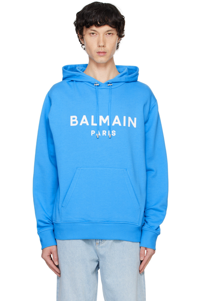 Organic cotton French terry hoodie.

· Cord-lock drawstring at hood
· Logo printed at front
· Kangaroo pocket
· Rib-knit hem and cuffs
· Dropped shoulders

Supplier color: Blue