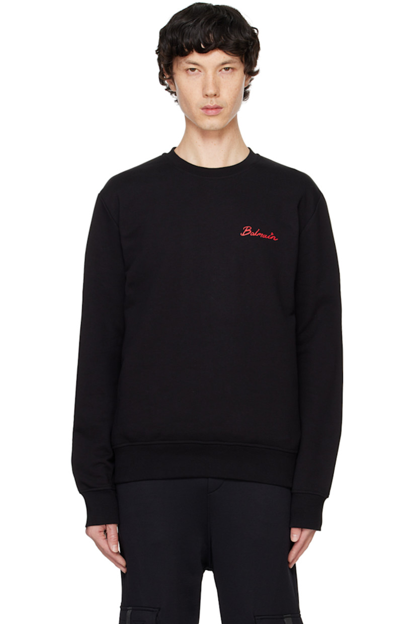Organic cotton French terry sweatshirt.

· Rib-knit crewneck, hem, and cuffs
· Logo printed at chest
· Graphic printed at back

Supplier color: Black
