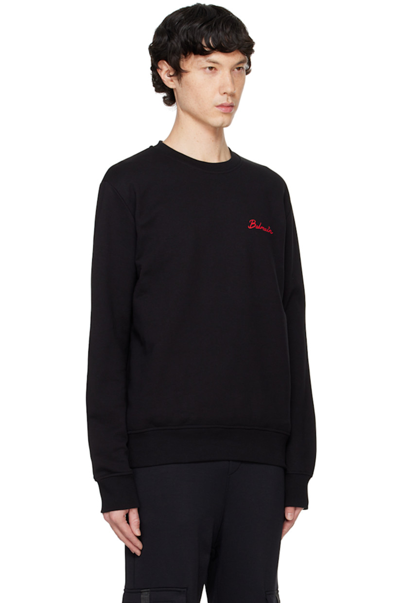 Organic cotton French terry sweatshirt.

· Rib-knit crewneck, hem, and cuffs
· Logo printed at chest
· Graphic printed at back

Supplier color: Black
