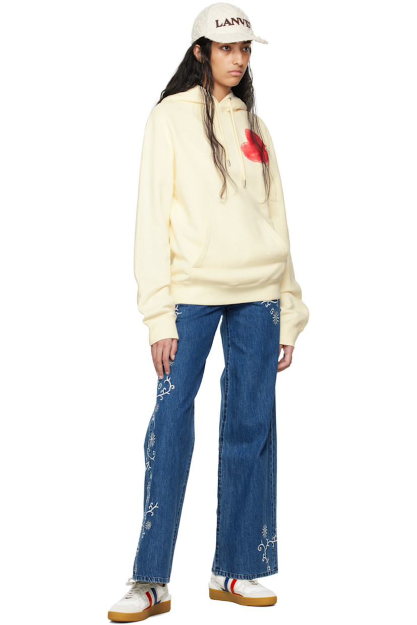 Cotton fleece hoodie. 

· Drawstring at hood
· Graphic printed at chest 
· Kangaroo pocket 
· Rib knit hem and cuffs 
· Logo-engraved silver-tone hardware 

Supplier color: Cream