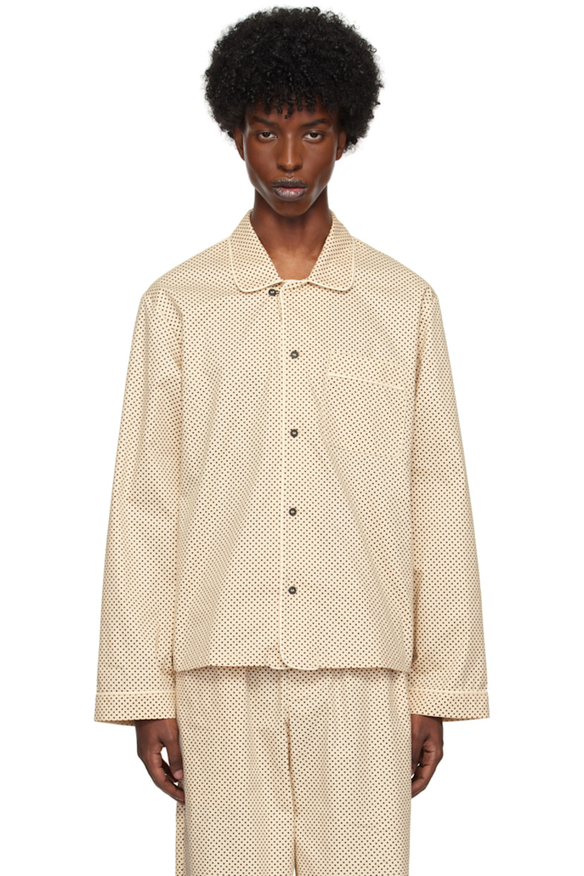 Loose-fit cotton poplin pyjama shirt. Piping and polka dot pattern throughout.

· Spread collar
· Button closure
· Patch pocket

Supplier color: Polka
