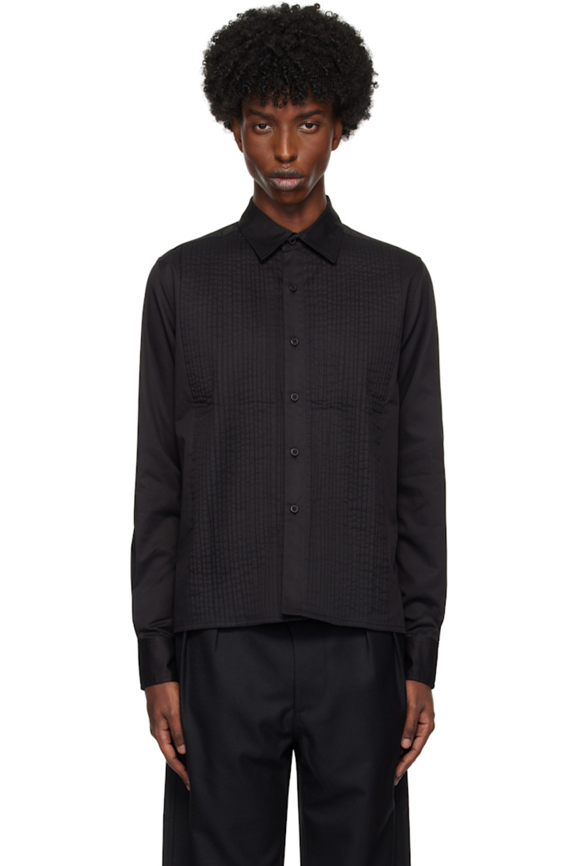 Cotton poplin shirt.

· Spread collar
· Button closure
· Pintucks at front
· Single-button barrel cuffs

Supplier color: Black
