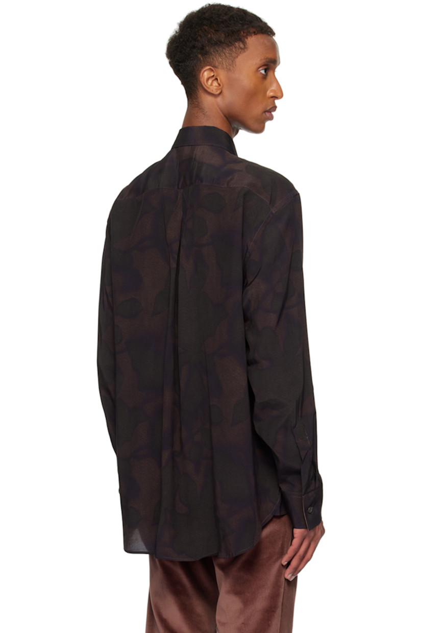 Cotton poplin shirt. Floral pattern throughout.

· Spread collar
· Button closure
· Shirttail hem
· Barrel cuffs
· Inverted box pleat at back

Supplier color: Dark Mauve