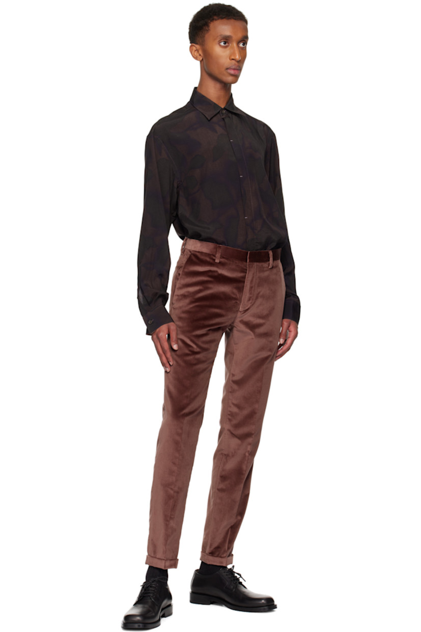 Cotton poplin shirt. Floral pattern throughout.

· Spread collar
· Button closure
· Shirttail hem
· Barrel cuffs
· Inverted box pleat at back

Supplier color: Dark Mauve